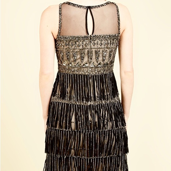 NWT Adrianna Papell Embellished Fringe Trim A Line Dress 10 - Picture 3 of 13